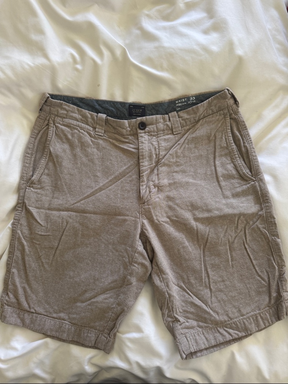J. Crew Men’s Flat Front Chino Shorts in Taupe